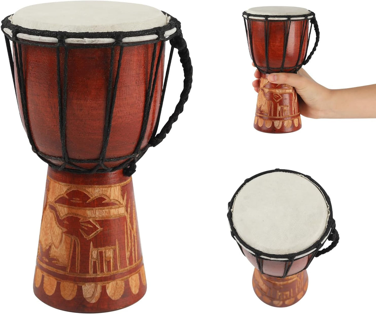 GOGHOST Tambor Djembe de madera, 4.5'' x 8'' Elefan...