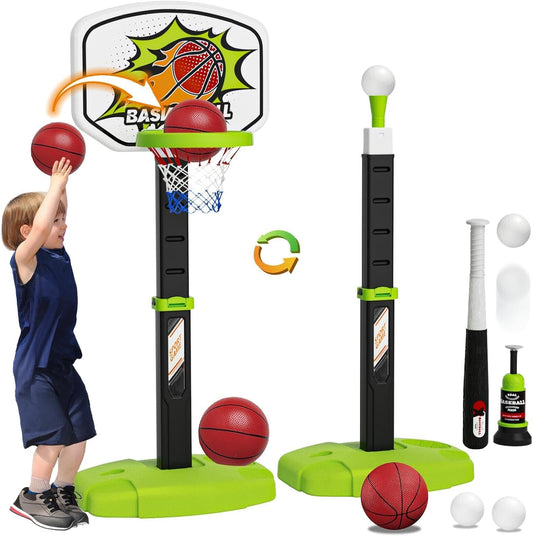 Juego de aro de baloncesto y tee ball 3 en 1 para niños pequeños: s...
