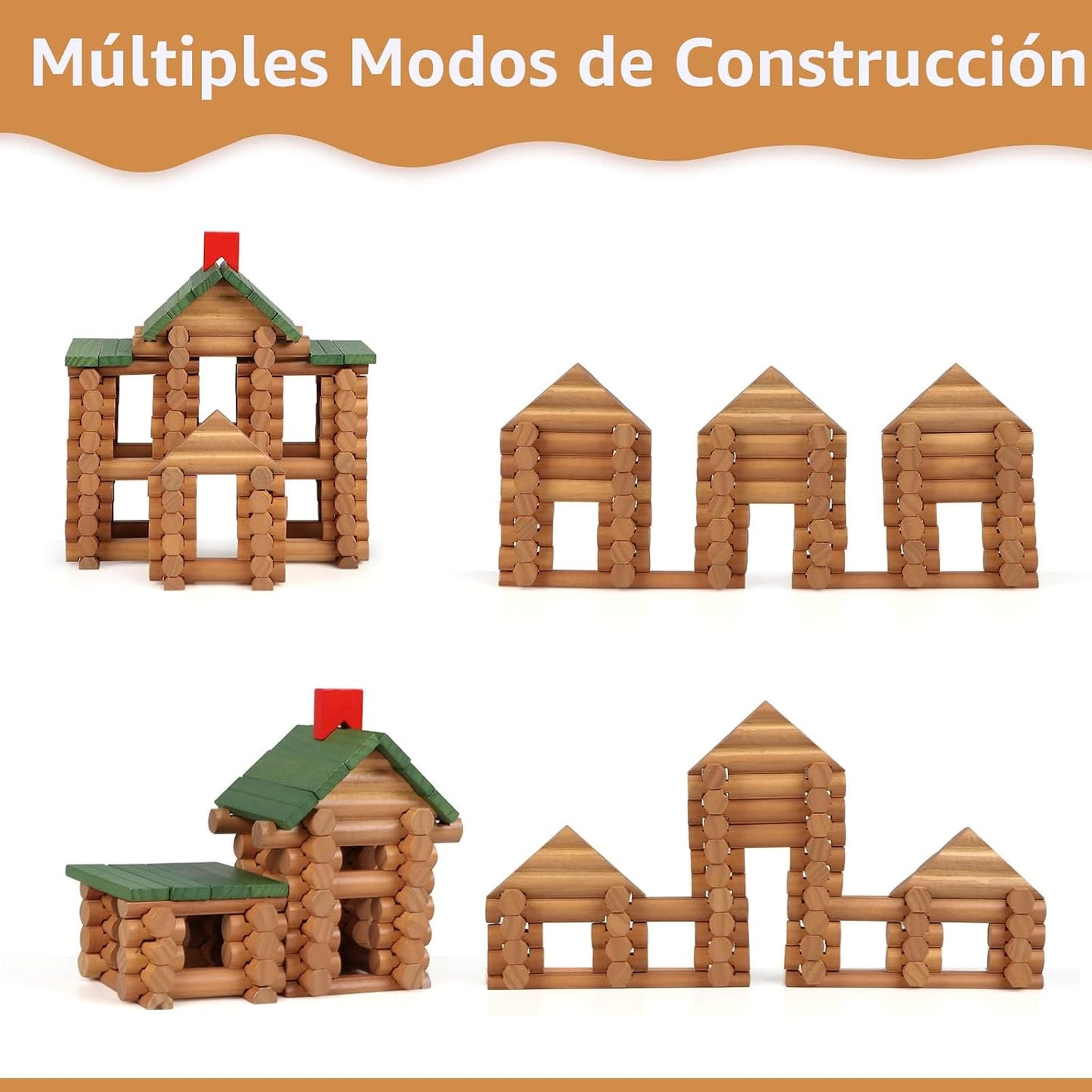 Wondertoys Juego de troncos de madera de 328 piezas a partir de 3 a...