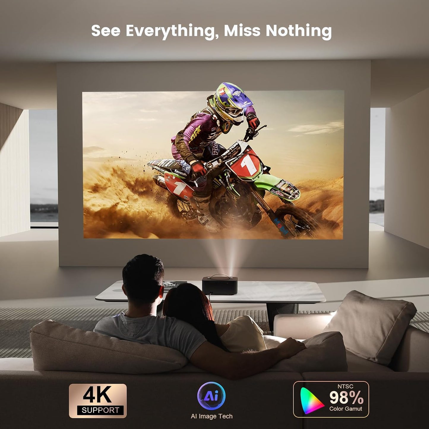 ONOAYO Outdoor Projector-4K con E-Focus, Dolby Audio, aplicaciones...
