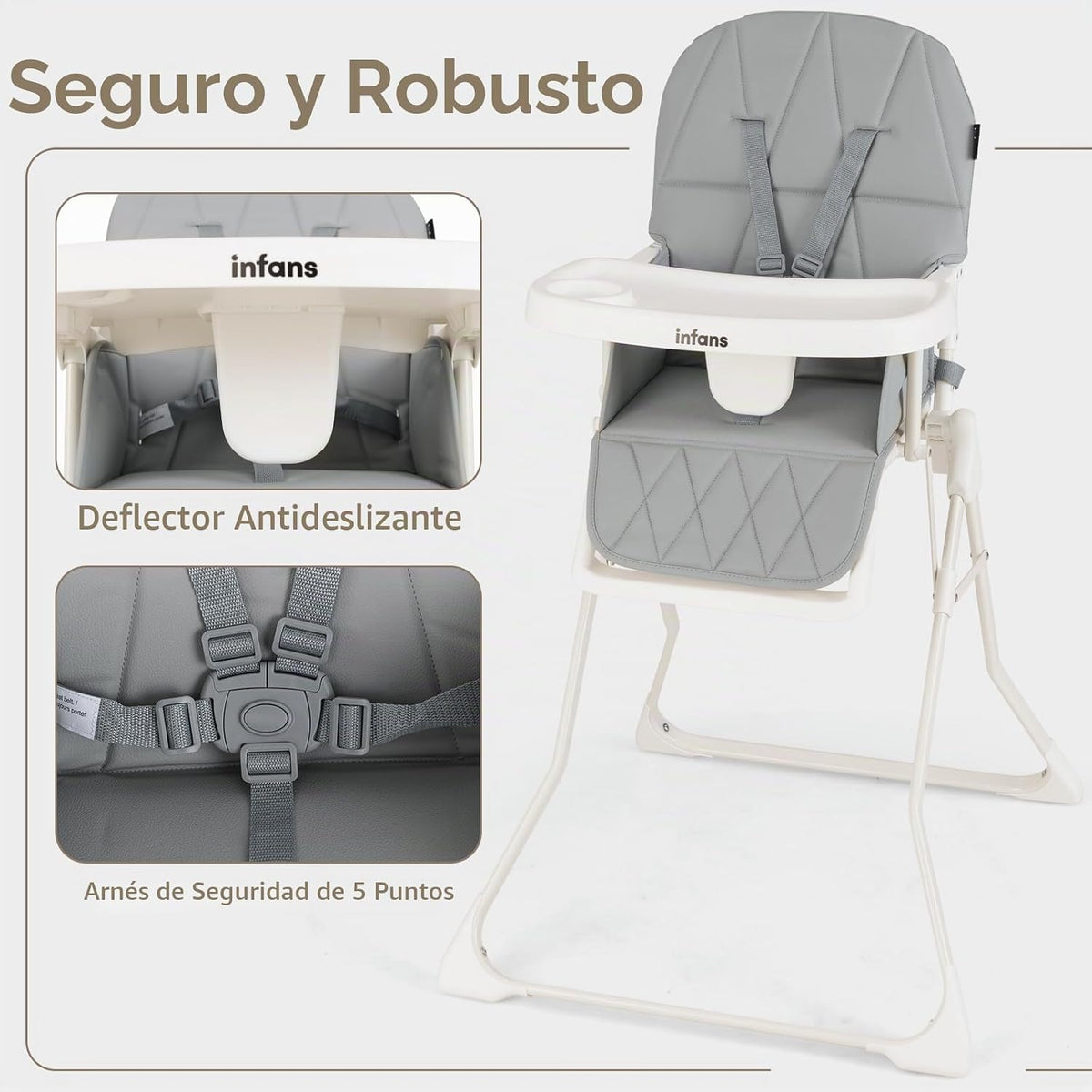 INFANS Silla alta para bebé, silla alta portátil plegable rápida pa...