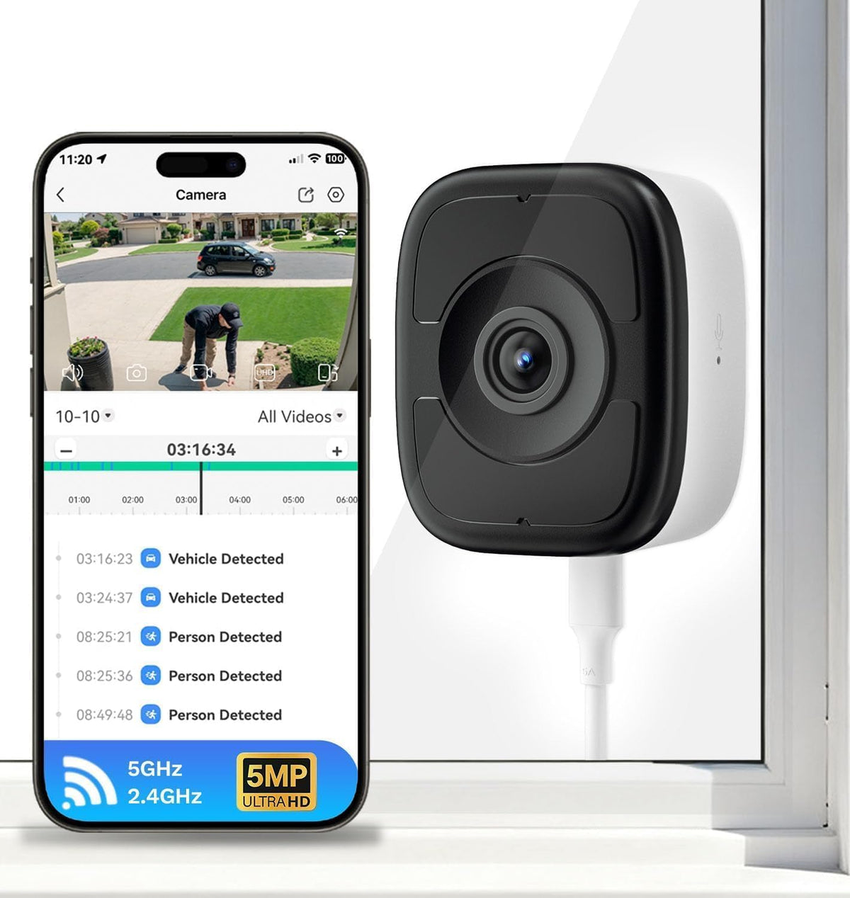 LongPlus cámara de seguridad de la ventana de 5MP 3K Safeview, cáma...