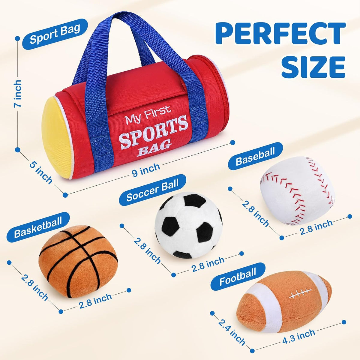 My First Sports Bag Baby Toys Juego de pelotas sensoriales de felpa...