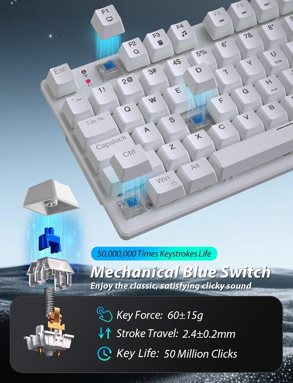 Combo de teclado mecánico inalámbrico y mouse, teclado para juegos...