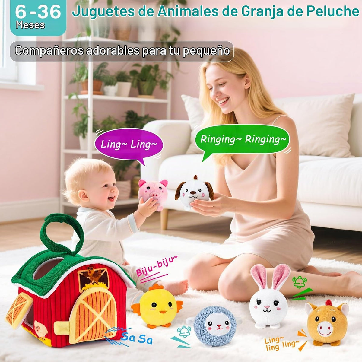 NECTAR BABY - Juguetes para bebés de 6 a 12 meses, animales de gran...