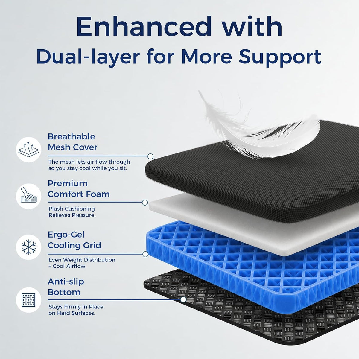 WISIMMALL Cojín plegable para asiento de viaje, espuma y gel cómodo...