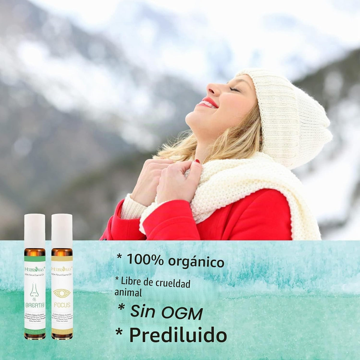 HERBROMAS Set de aceites de aromaterapia en roll-on, aceites esenci...