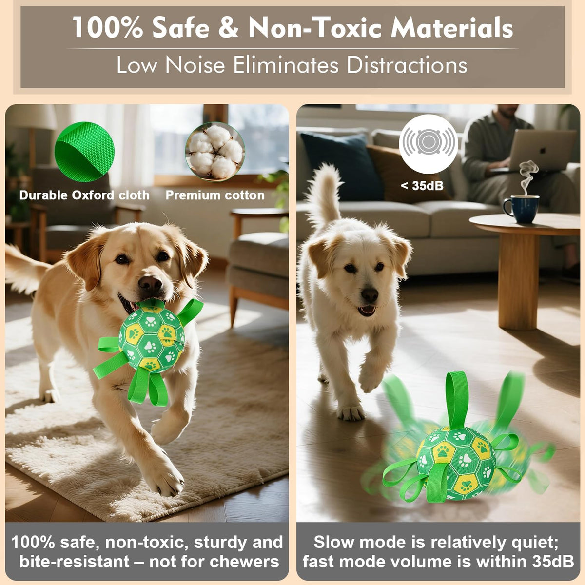 Qraxond Juguetes interactivos para perros, pelota de fútbol para pe...