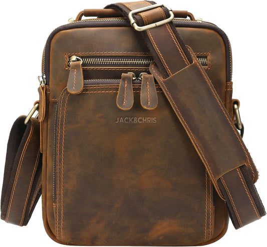 Jack&amp;Chris Bolso Mensajero de Cuero para Hombre, Bolso Bandoler...