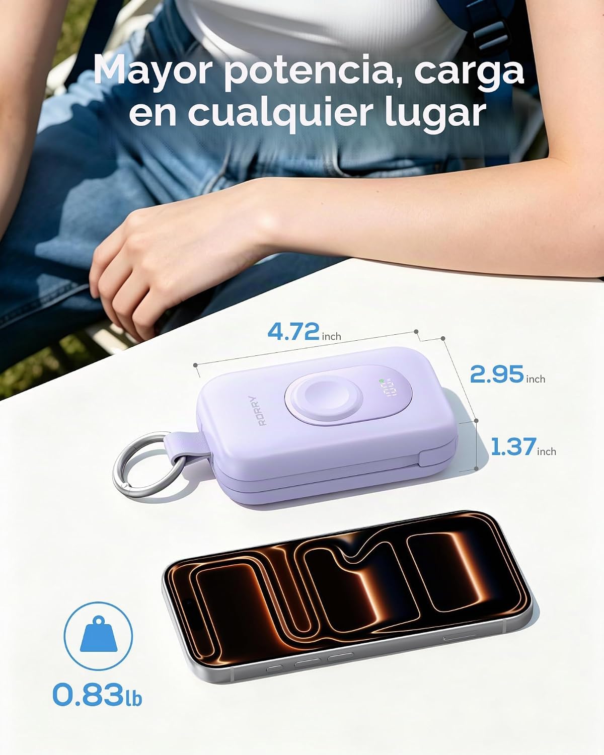 RORRY Cargador portátil CharmGo, 20000mAh PD 30W cargador portátil...
