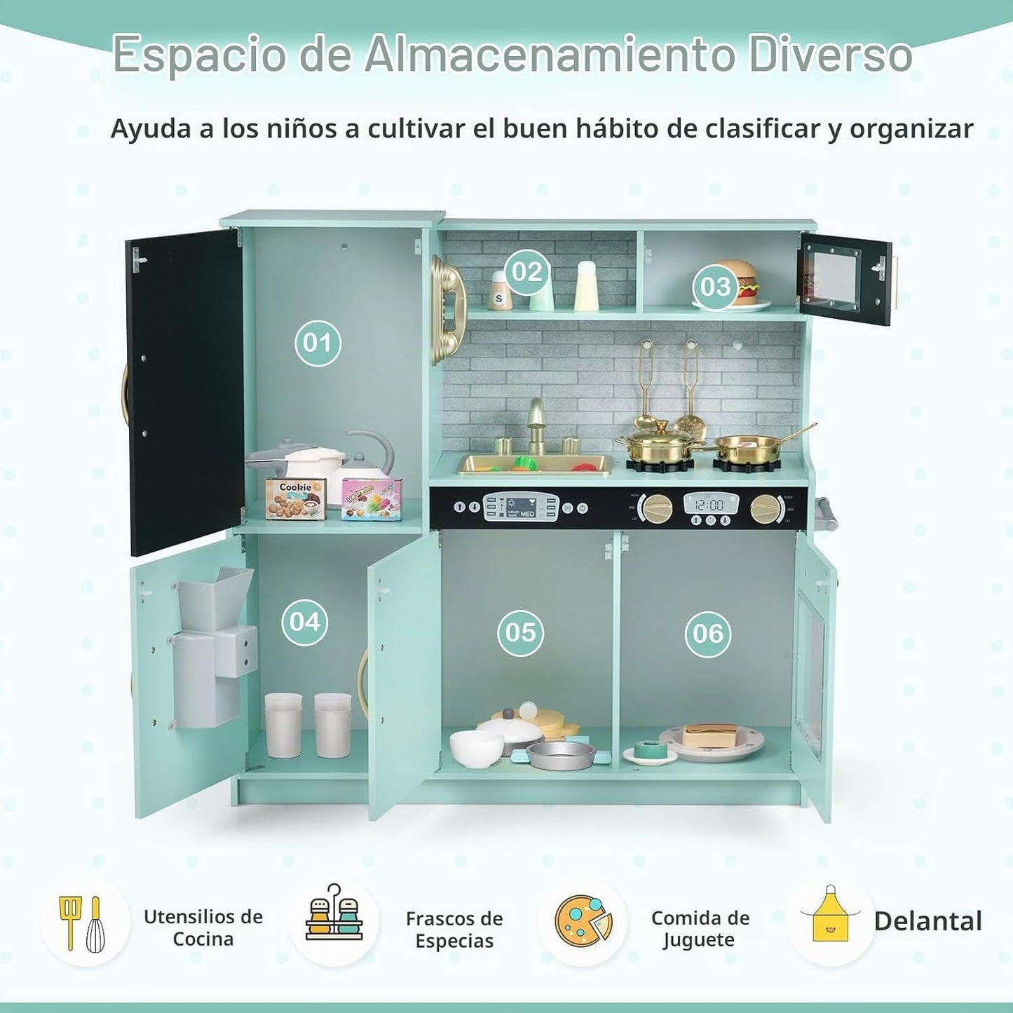 HONEY JOY Juego de Cocina para Niños, Conjunto de Cocina de Juguete...