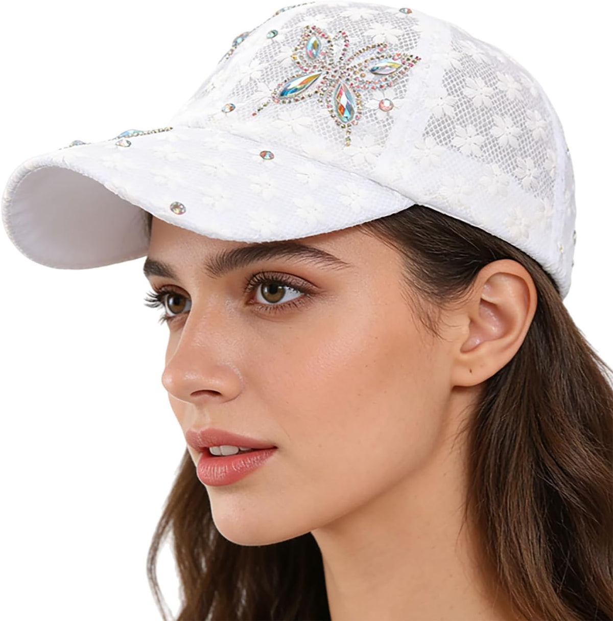 Gorra de béisbol con incrustaciones de diamantes de imitación brill...