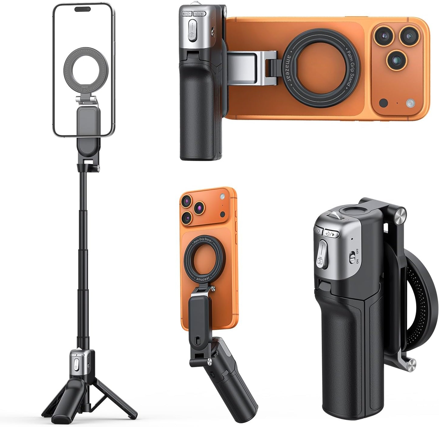 AMAZEAR Agarre para cámara de teléfono con trípode para selfie, acc...