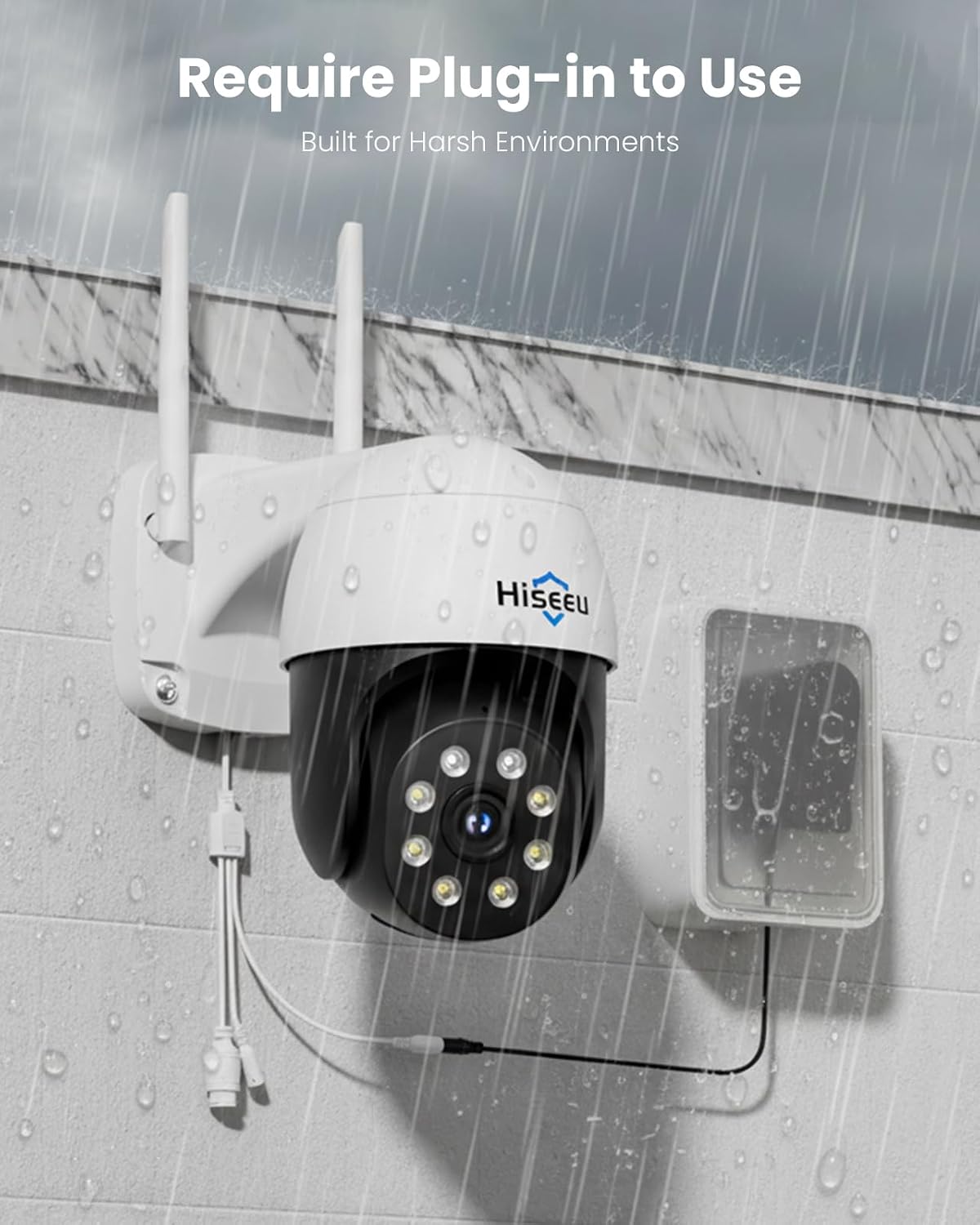 Hiseeu Cámara de seguridad 4K 8MP para exteriores, cámara de seguri...