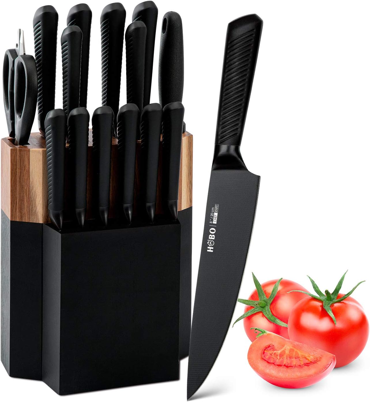 Juego de cuchillos de cocina de 15 piezas con 6 cuchillos de carne...