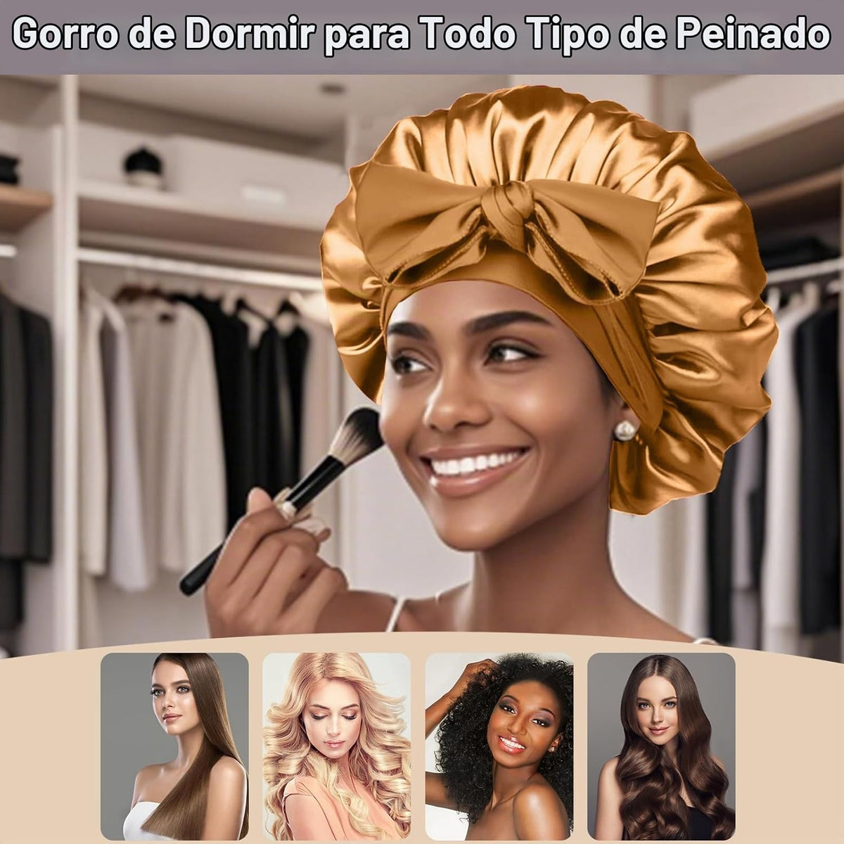 2 piezas de gorro de seda satinada para dormir para mujeres, gorro...