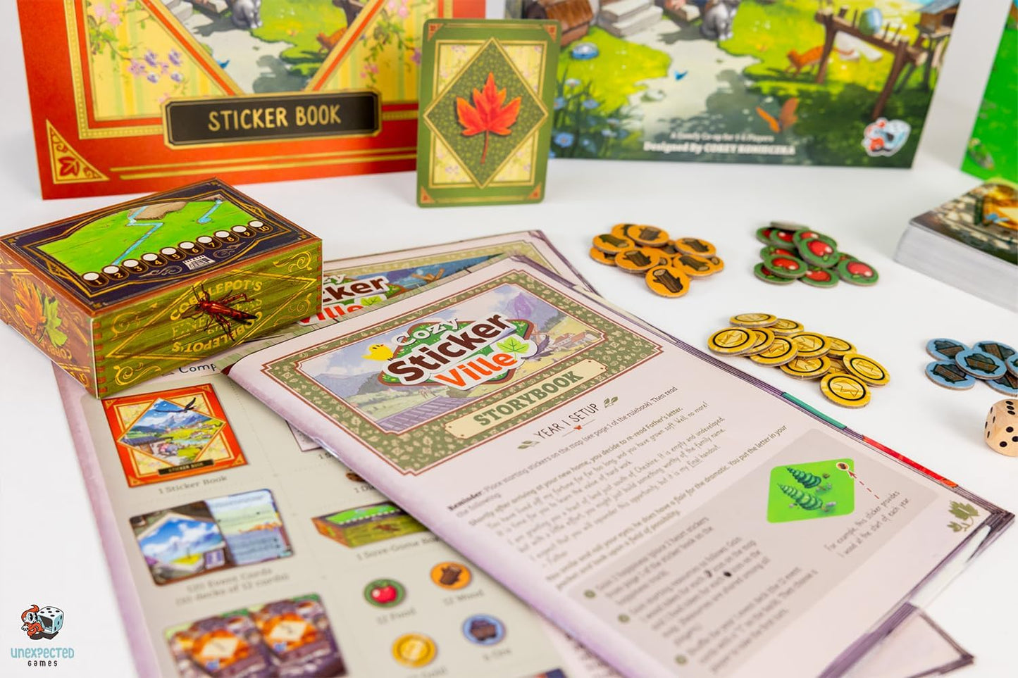 Asmodee Cosy Stickerville Juego de mesa | Juego de estrategia narra...