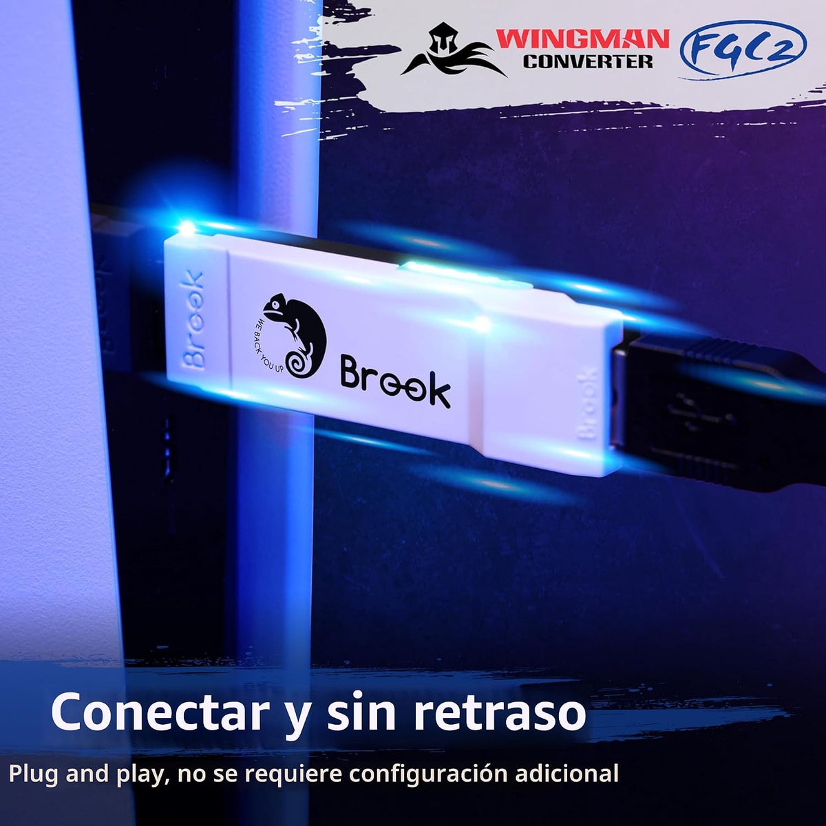 Brook Wingman FGC2 Convertidor con Llavero - Adaptador de Joystick...