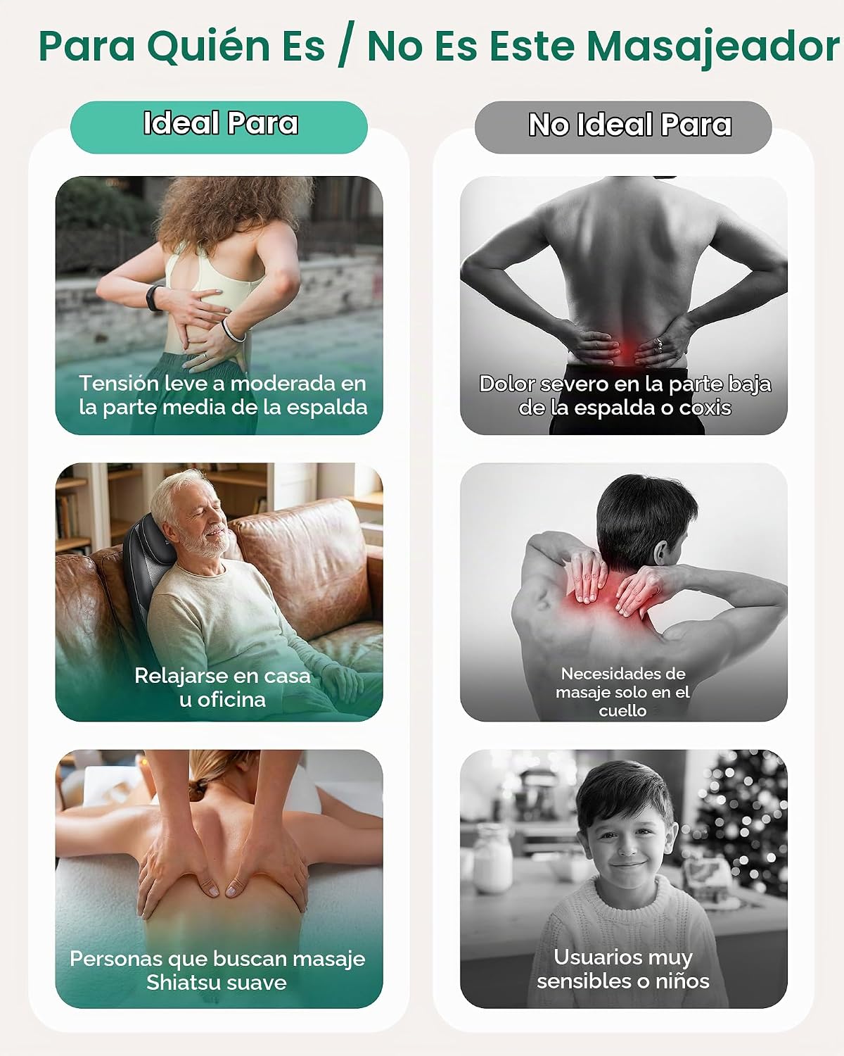 Snailax Shiatsu - Masajeador de espalda con almohadilla de masaje t...