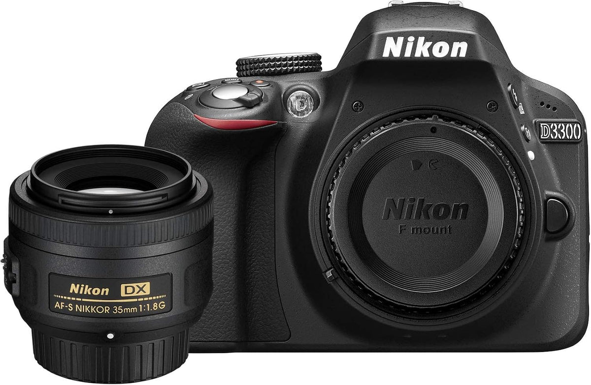 Cuerpo de Nikon D3300 DSLR (negro) con 35mm F\/1.8G