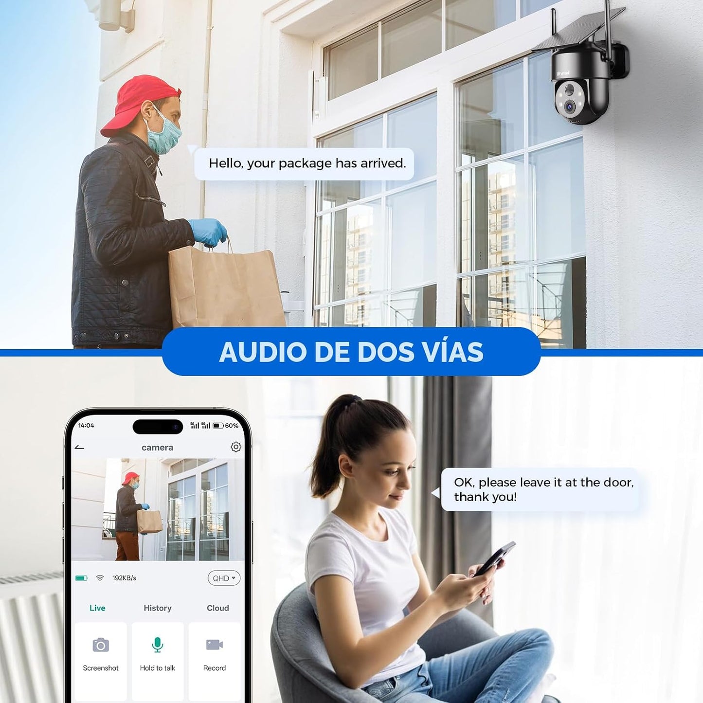 LITYMOL Cámaras de seguridad WiFi 2K 2.4g inalámbricas para exterio...