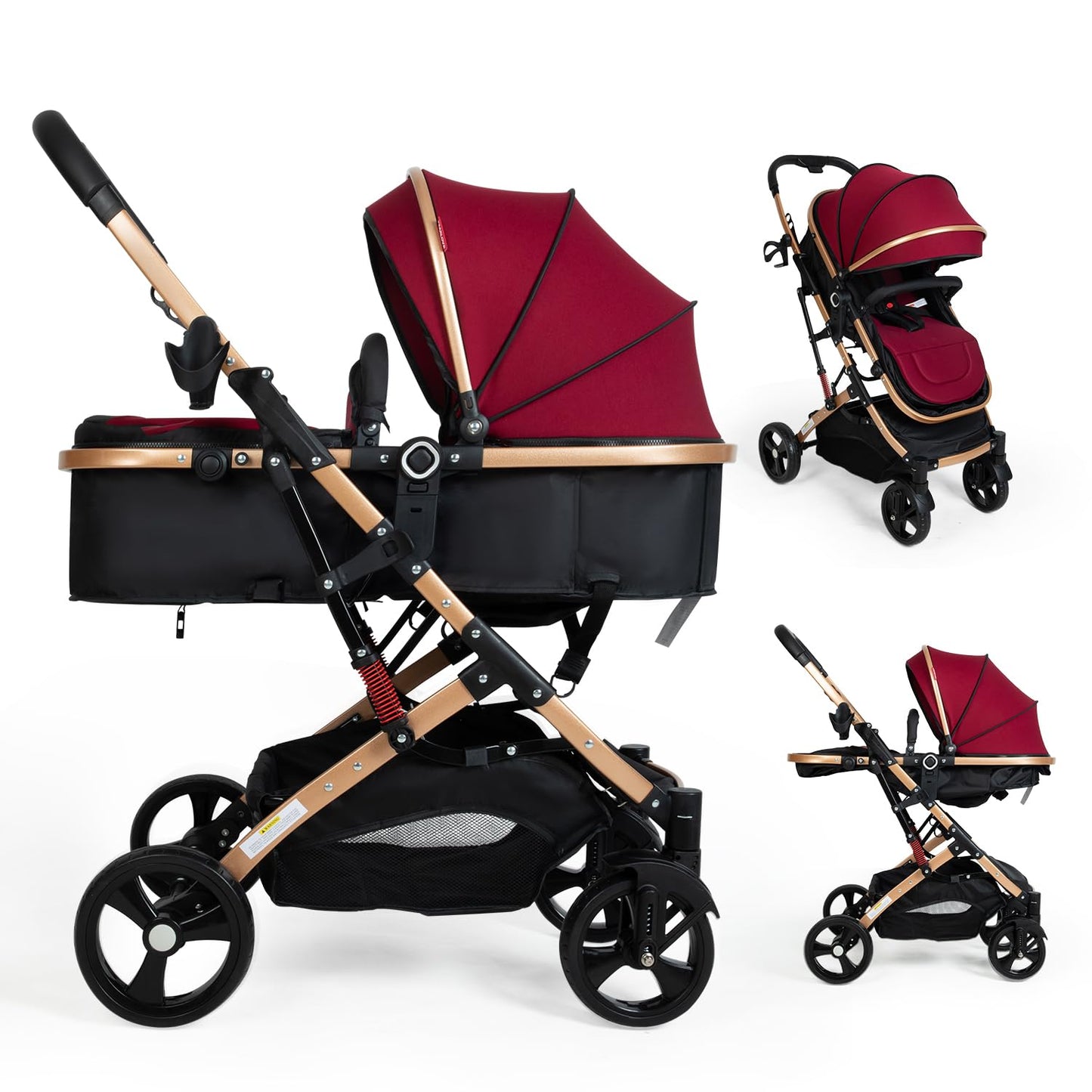 PEARLOVE Cochecito de bebé convertible 2 en 1 para recién nacido pl...
