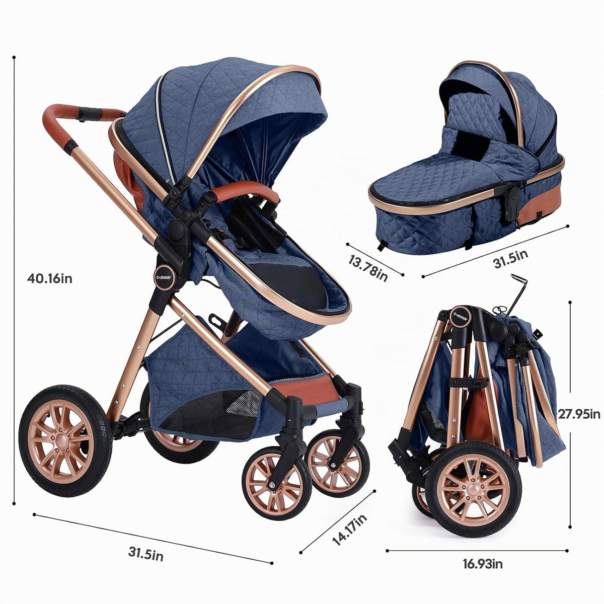 Cochildor DuraFlex - Cochecito de bebé 2 en 1, cochecito de viaje p...