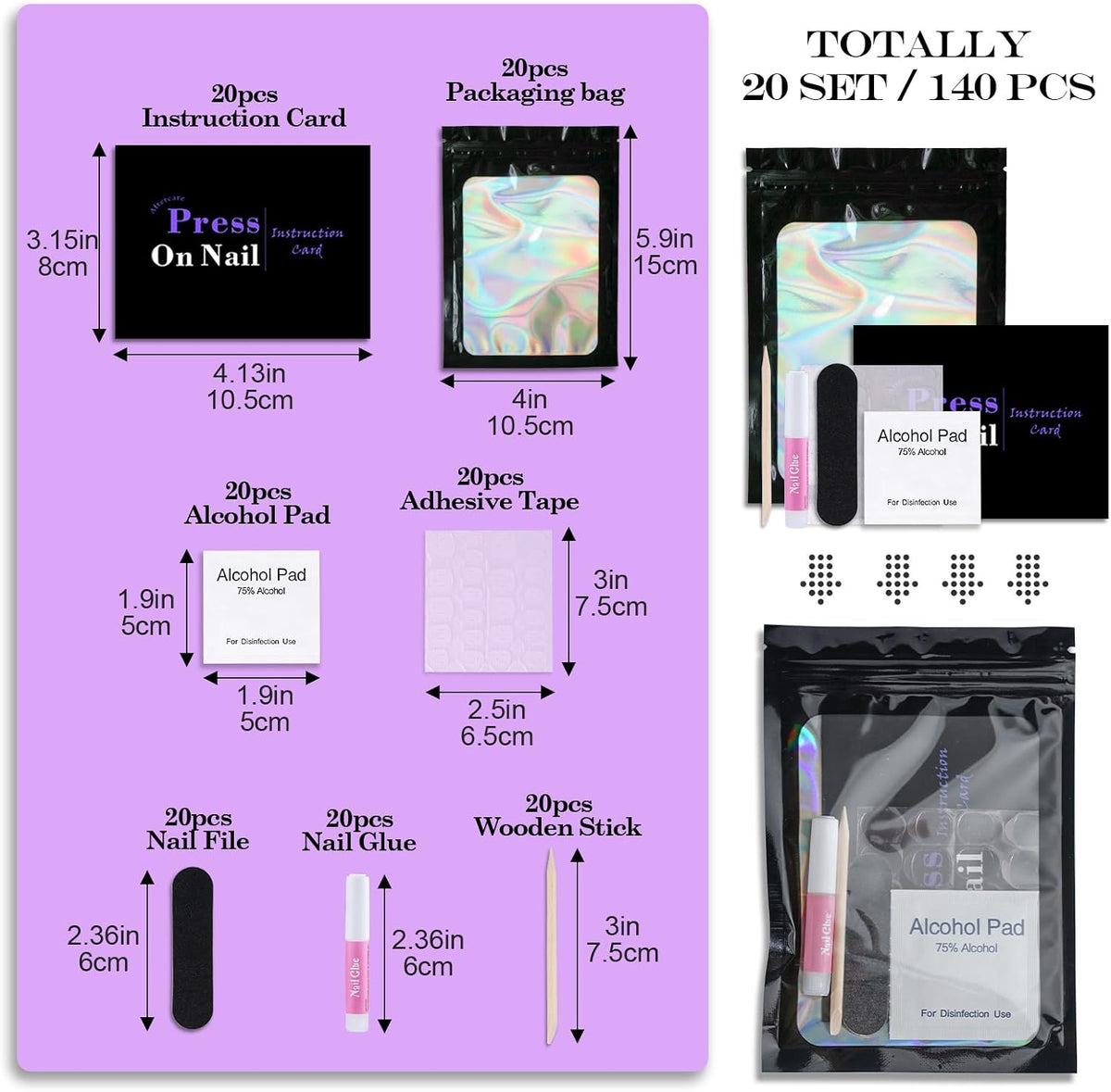 Kits de suministros desechables para uñas, kit profesional de herra...