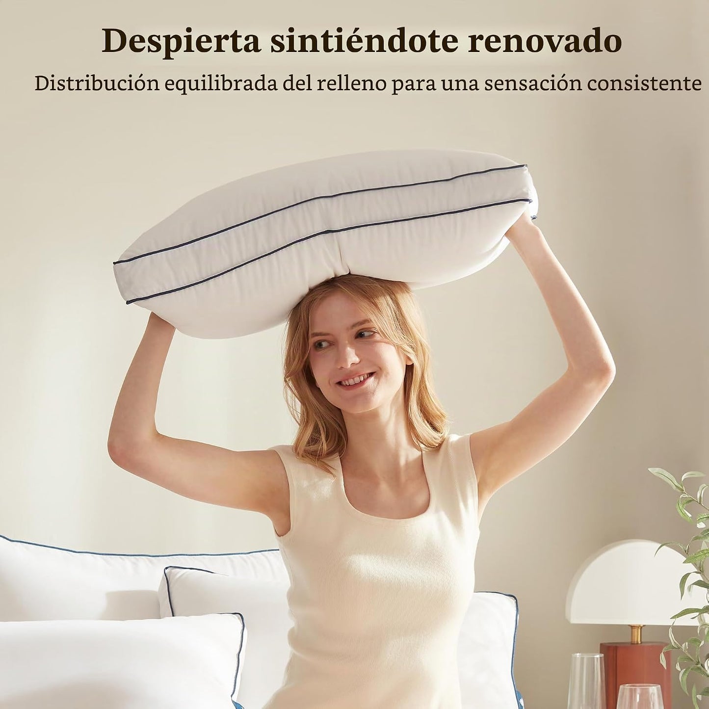 Cosybay Almohada de plumas y plumón de ganso tamaño estándar, almoh...