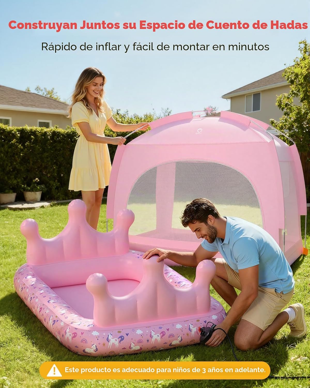 QPAU Colchón de aire para niños con tienda de campaña y bomba rápid...
