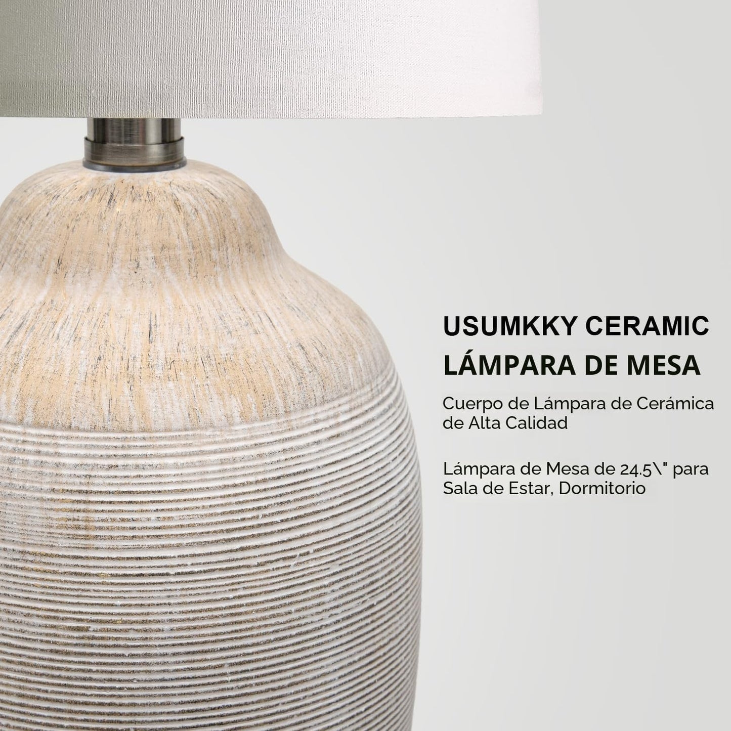 USumkky Lámpara de mesa vintage de cerámica de 24 pulgadas con cabl...