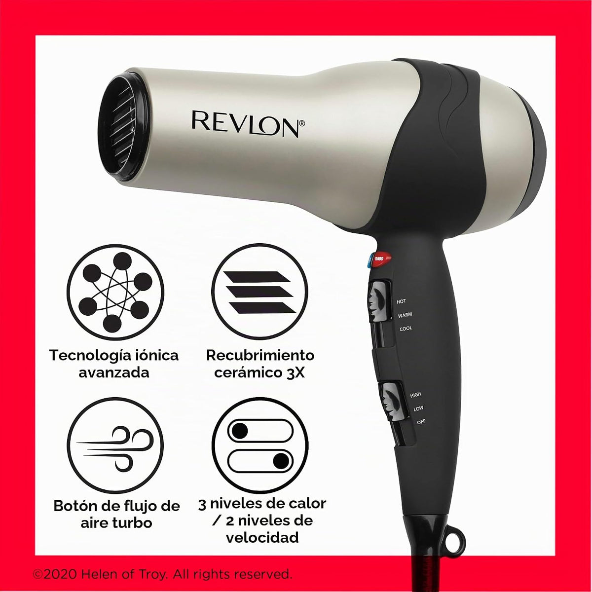 Revlon 1875 W Secador de pelo turbo voluminizador | Diseñado para m...