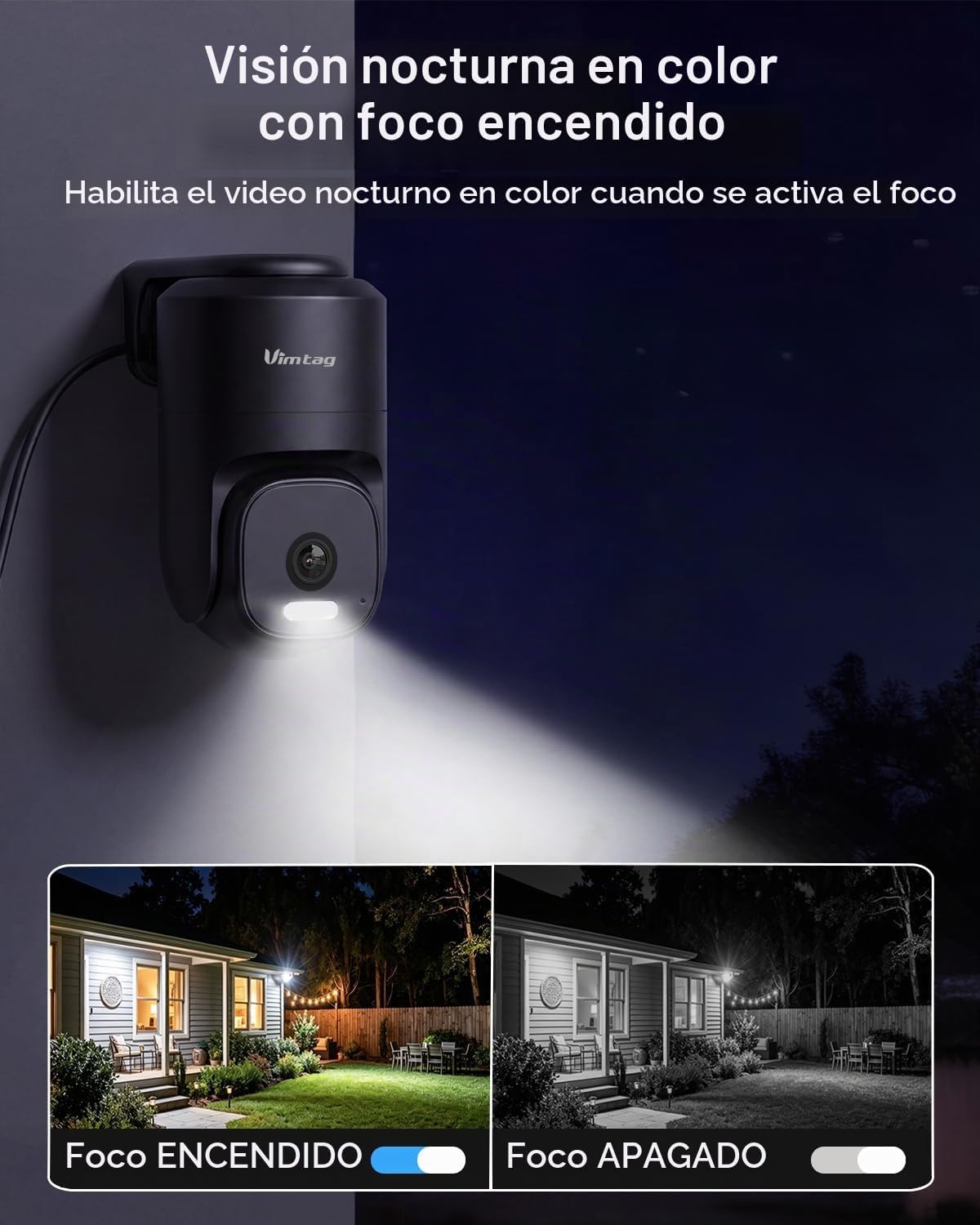 VIMTAG - Cámara de seguridad para exteriores panorámica\/inclinable...