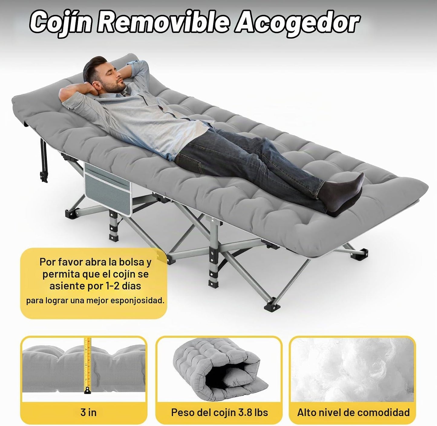 Slendor Cuna de camping plegable con colchón, carga máxima de 500 l...