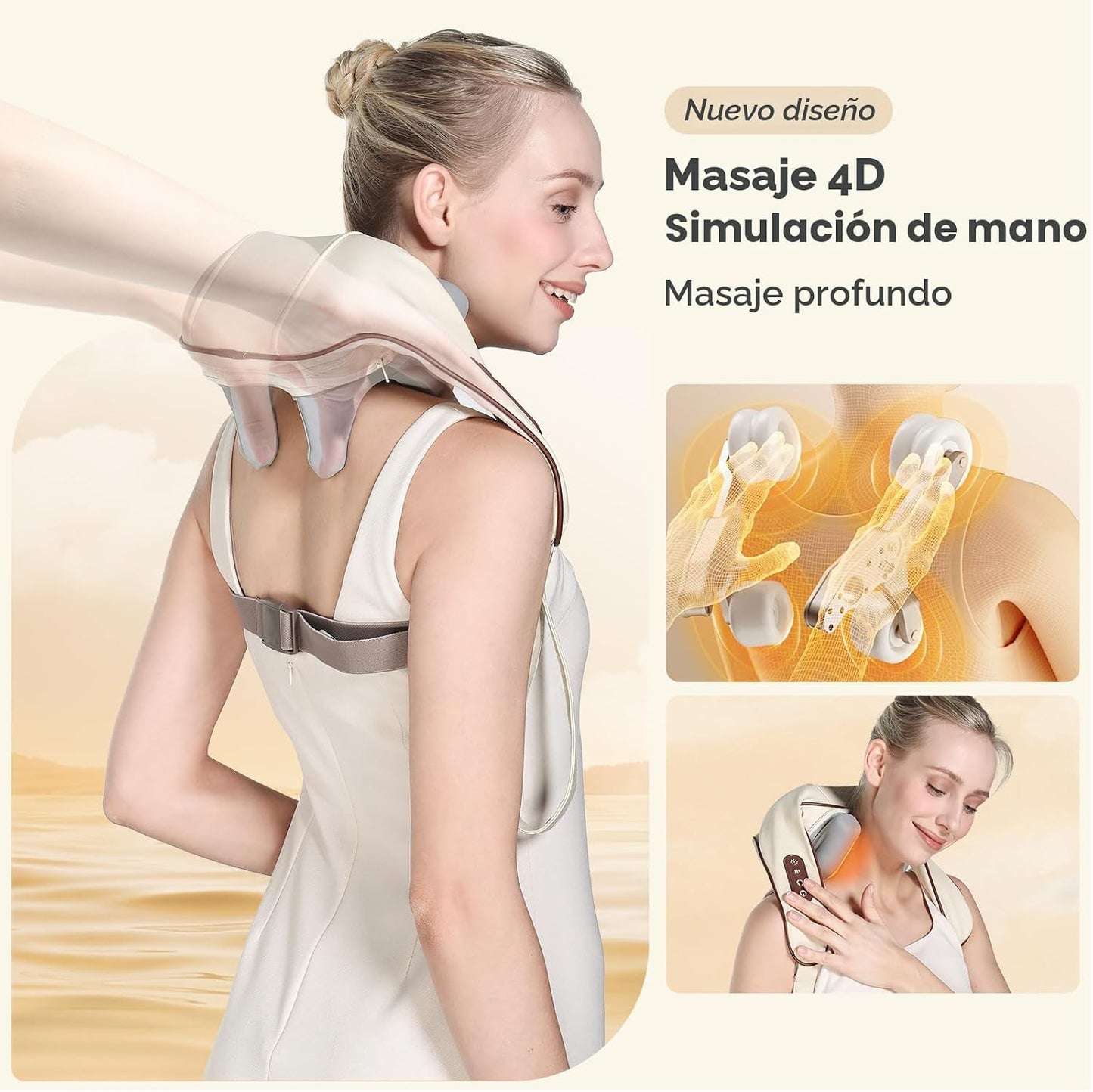 KppeX Almohada masajeadora de cuello 6D con calor para aliviar el d...