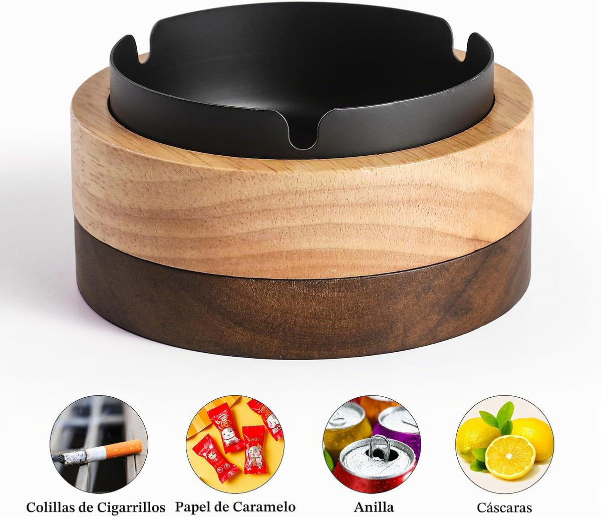 Cenicero lindo para cigarrillos con tapa DDAJJAJ Cenicero de madera...