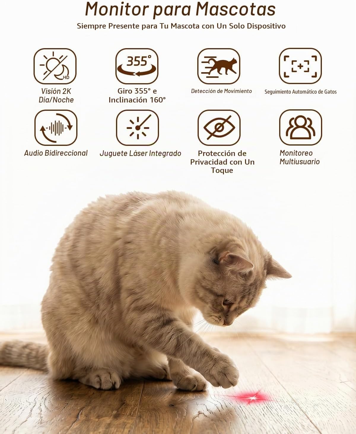 ALIOBC Cámara para mascotas con aplicación de teléfono, seguimiento...