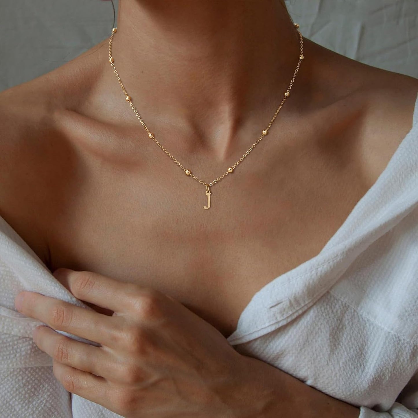 De Amo Sara Collares con inicial para mujer, delicado collar con di...