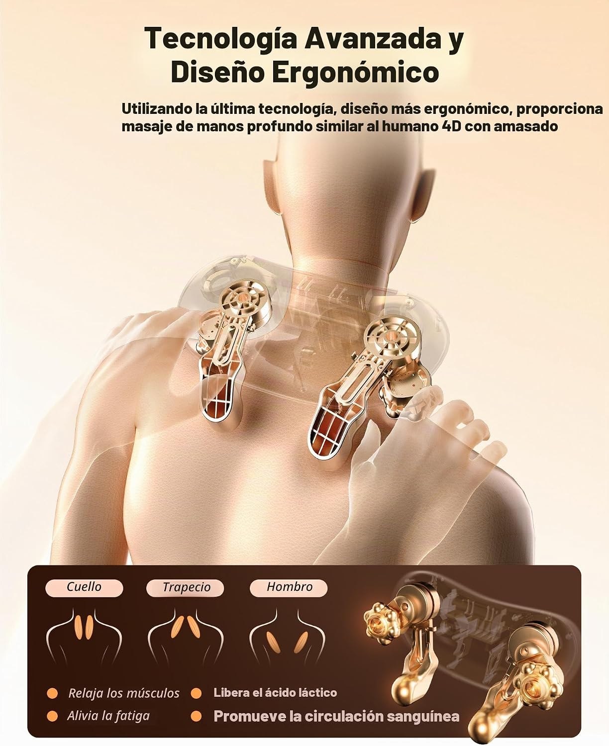 Masajeador inalámbrico de cuello y hombros para aliviar el dolor de...