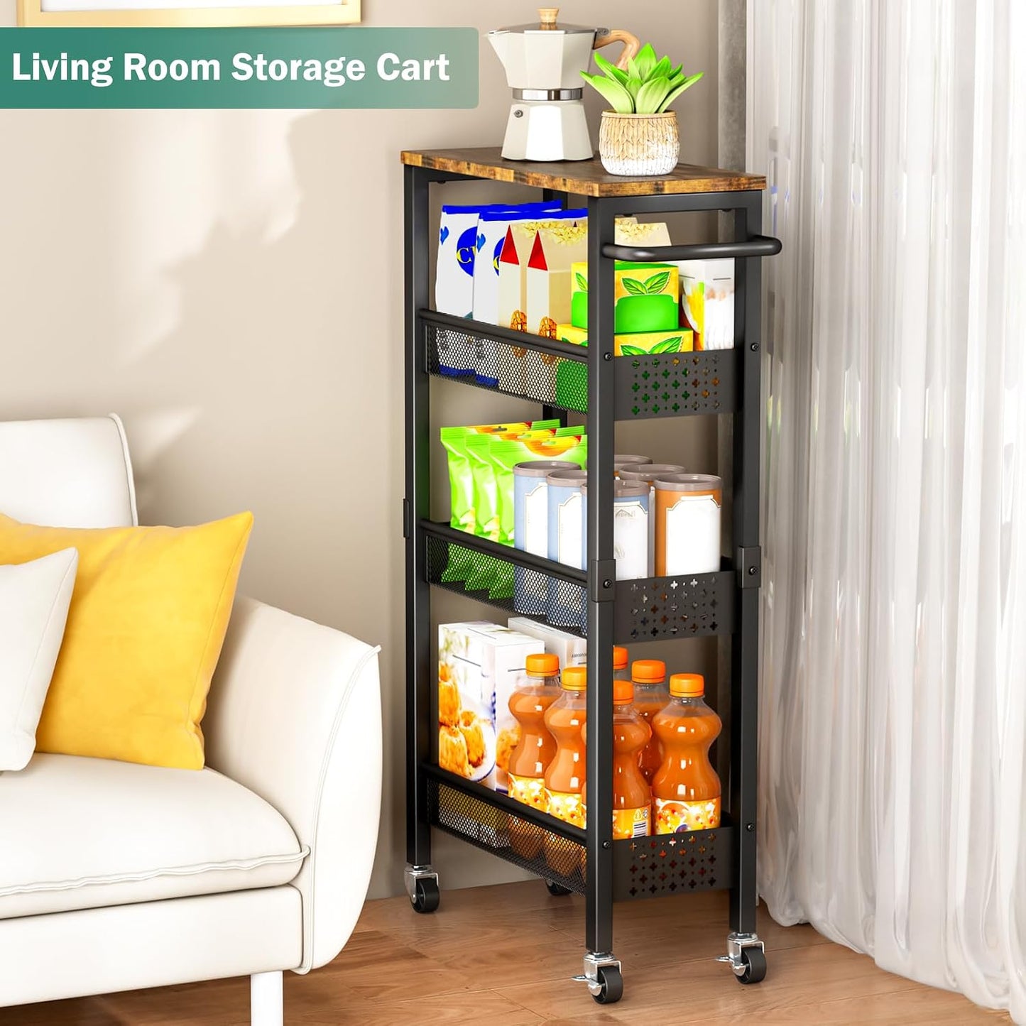 Vivihomety Carrito de Almacenamiento Delgado Utilitario con Ruedas,...