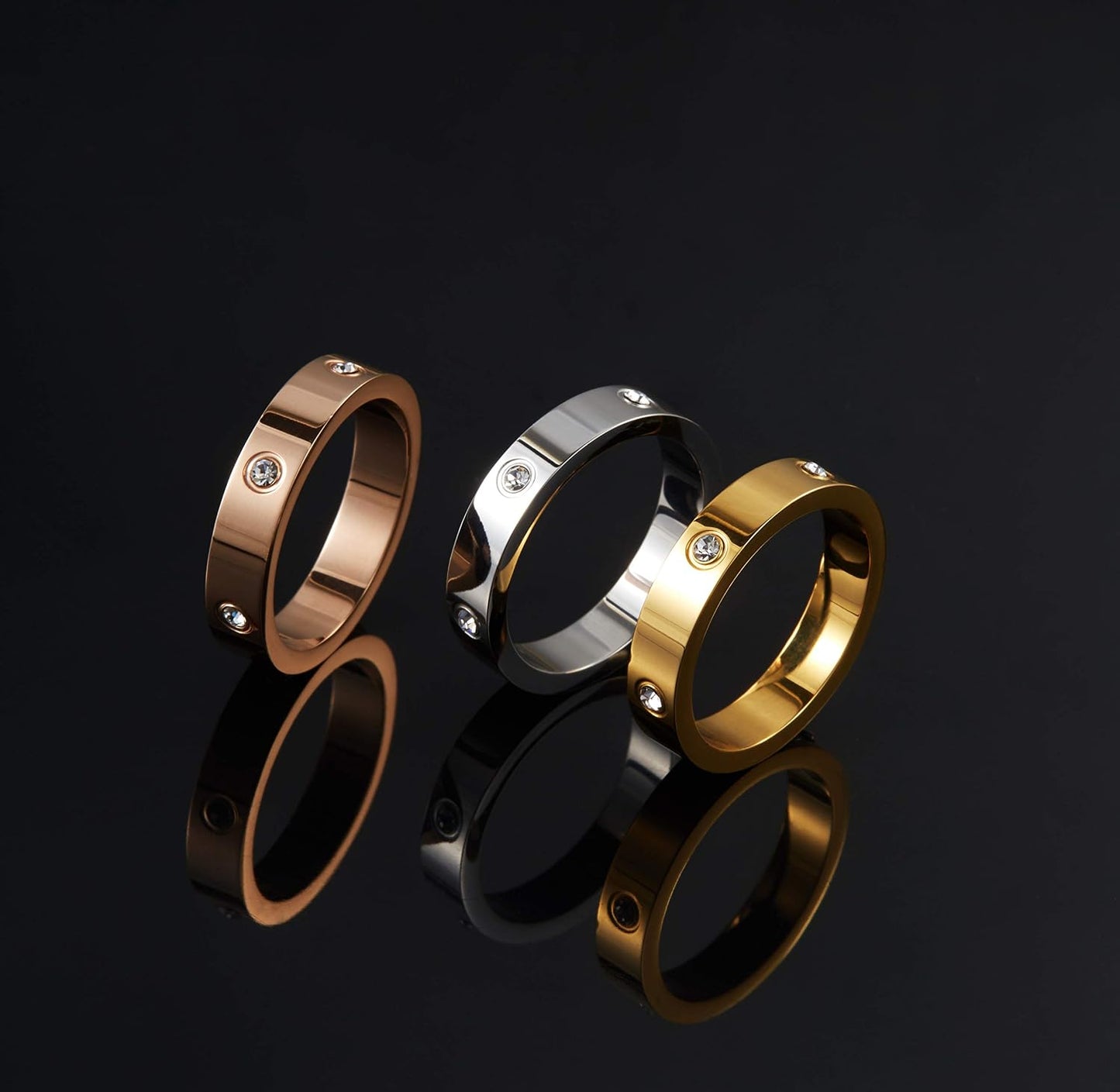 PDWZNBA Anillo de amistad de amor de acero inoxidable chapado en or...