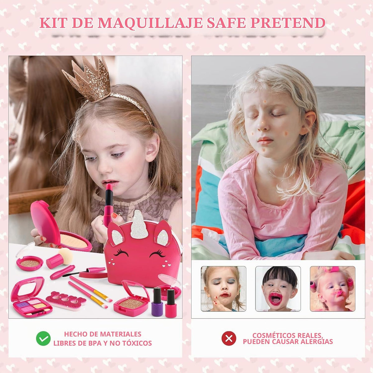 Kit de maquillaje de simulación para niñas, juego de maquillaje par...