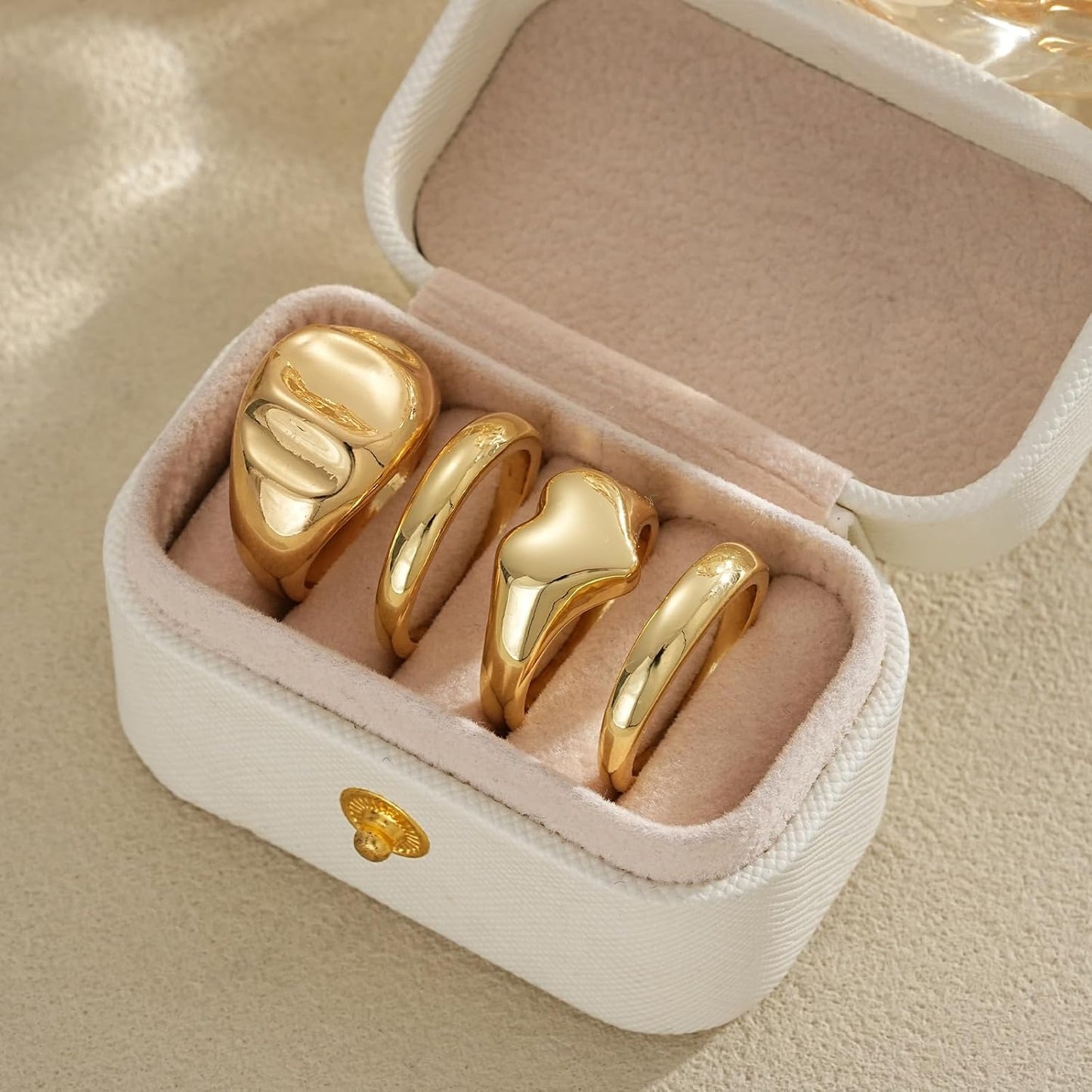 YEEZII Anillos Gruesos de Oro para Mujer Sin Deslustre, Anillo de P...