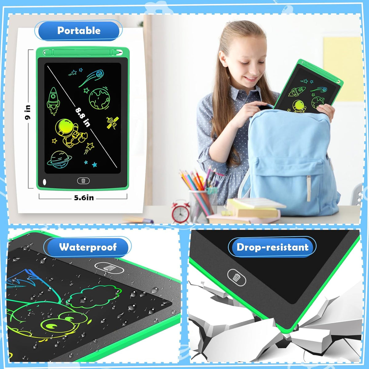 Paquete de 4 tabletas de escritura LCD para niños, tableta de dibuj...