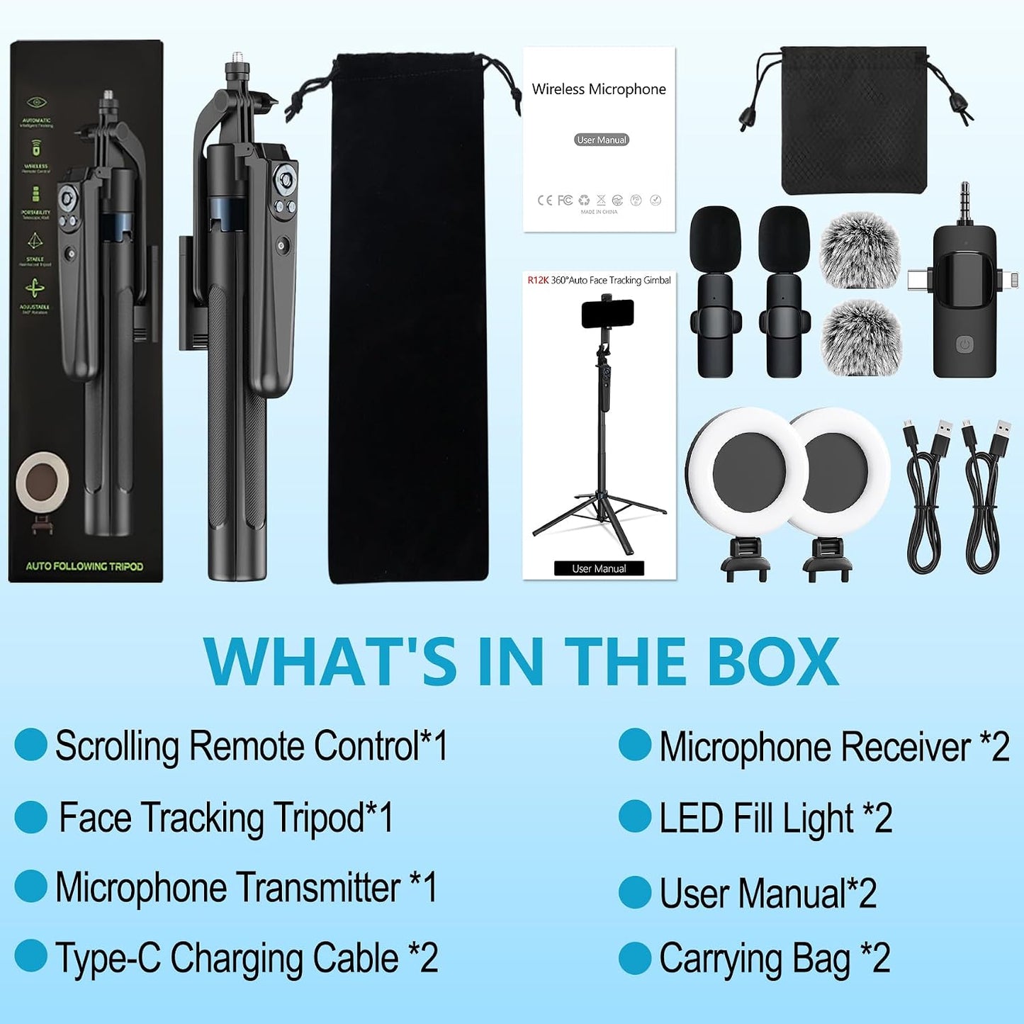 Kit de vlogging para iPhone\/Android, trípode de seguimiento facial...