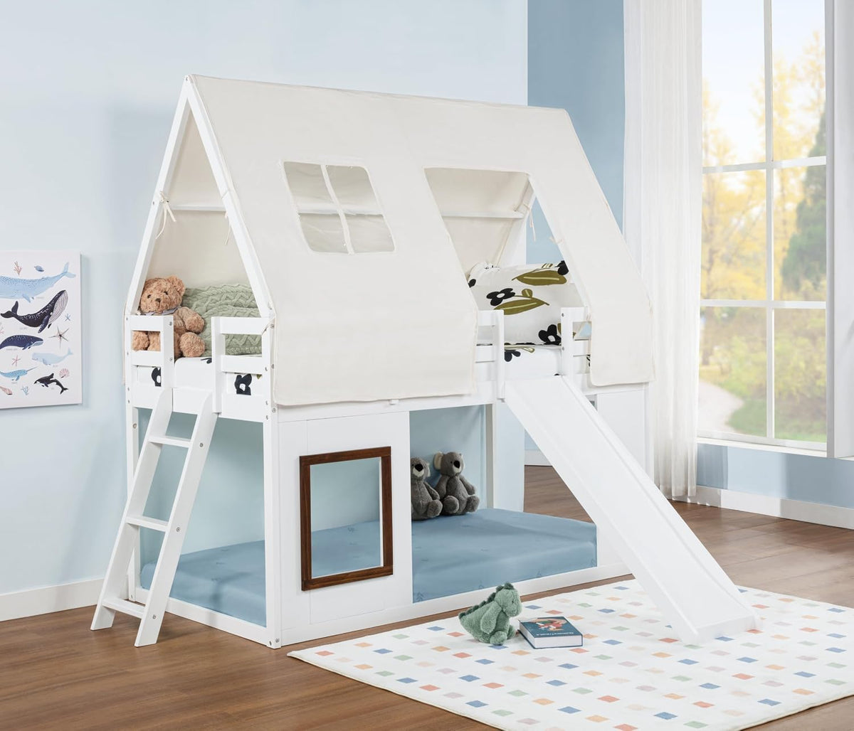 Spirich - Cama cucheta de madera individual sobre individual con to...