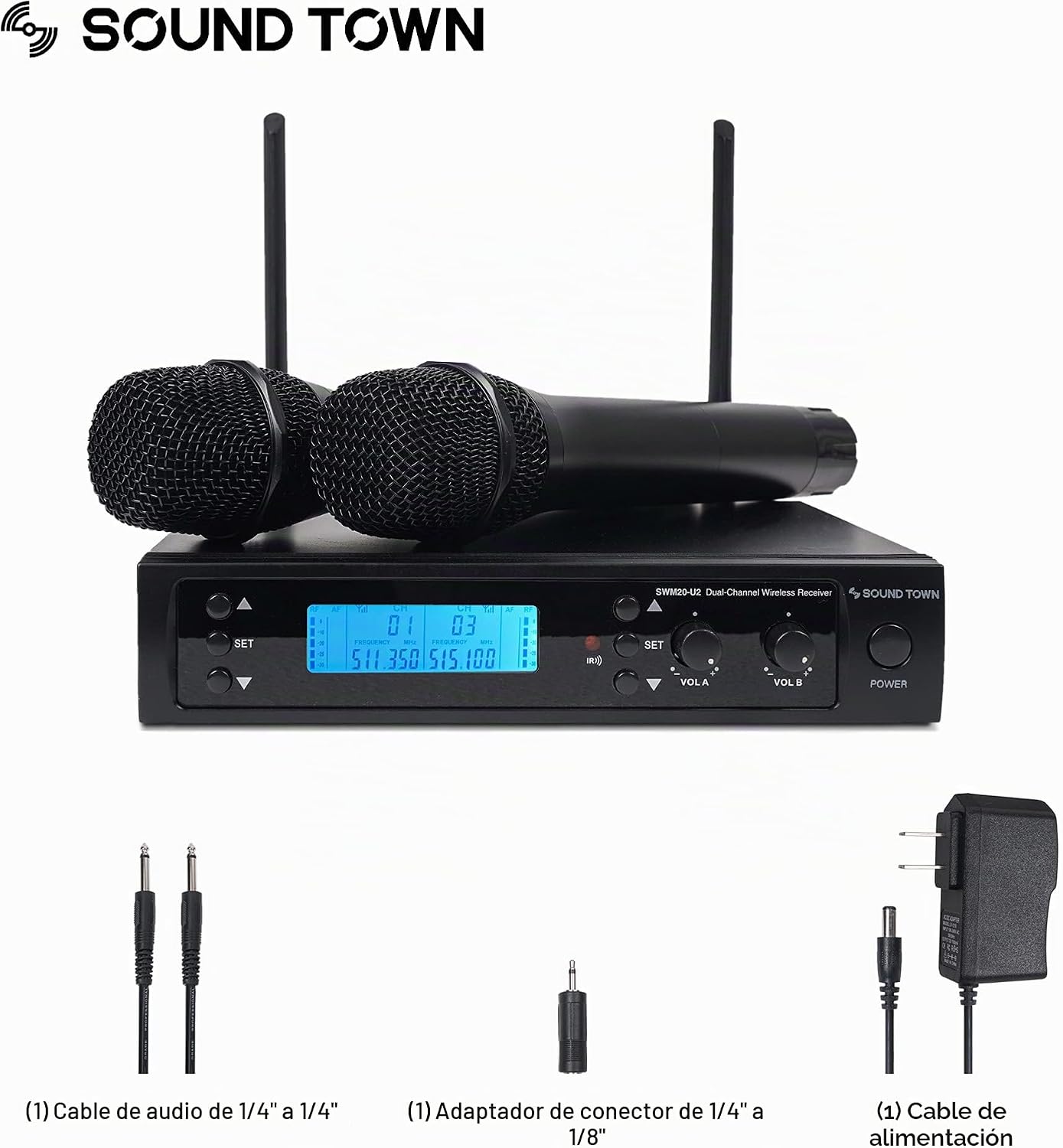 Sistema Sound Town profesional de micrófono inalámbrico UHF de 200...