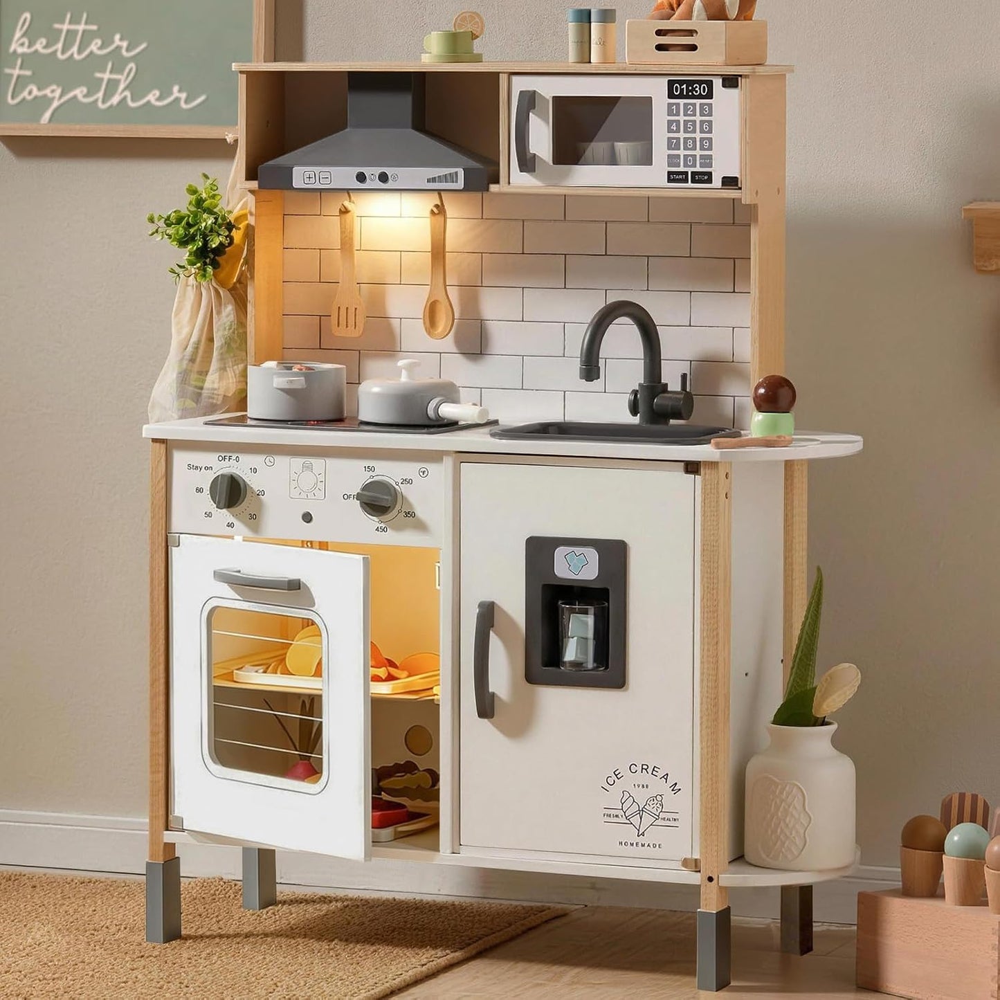 Tiny Land Juego de cocina para niños, juego de cocina de madera par...