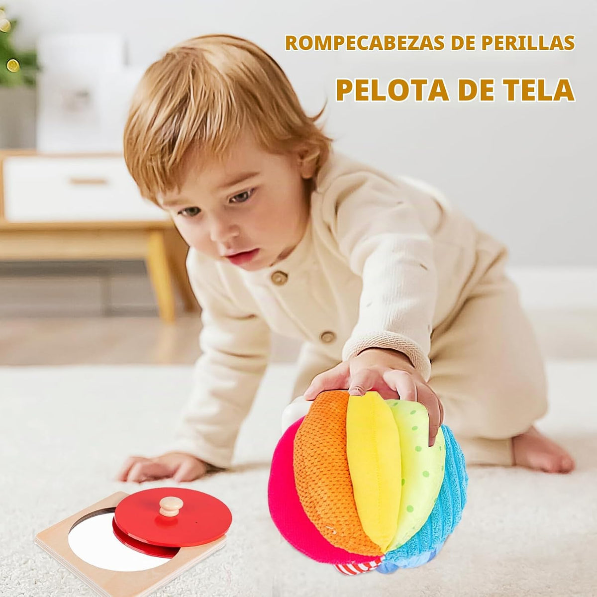 Kit de Juguetes Montessori para Bebés - Espejo, Peekaboo, Rompecabe...