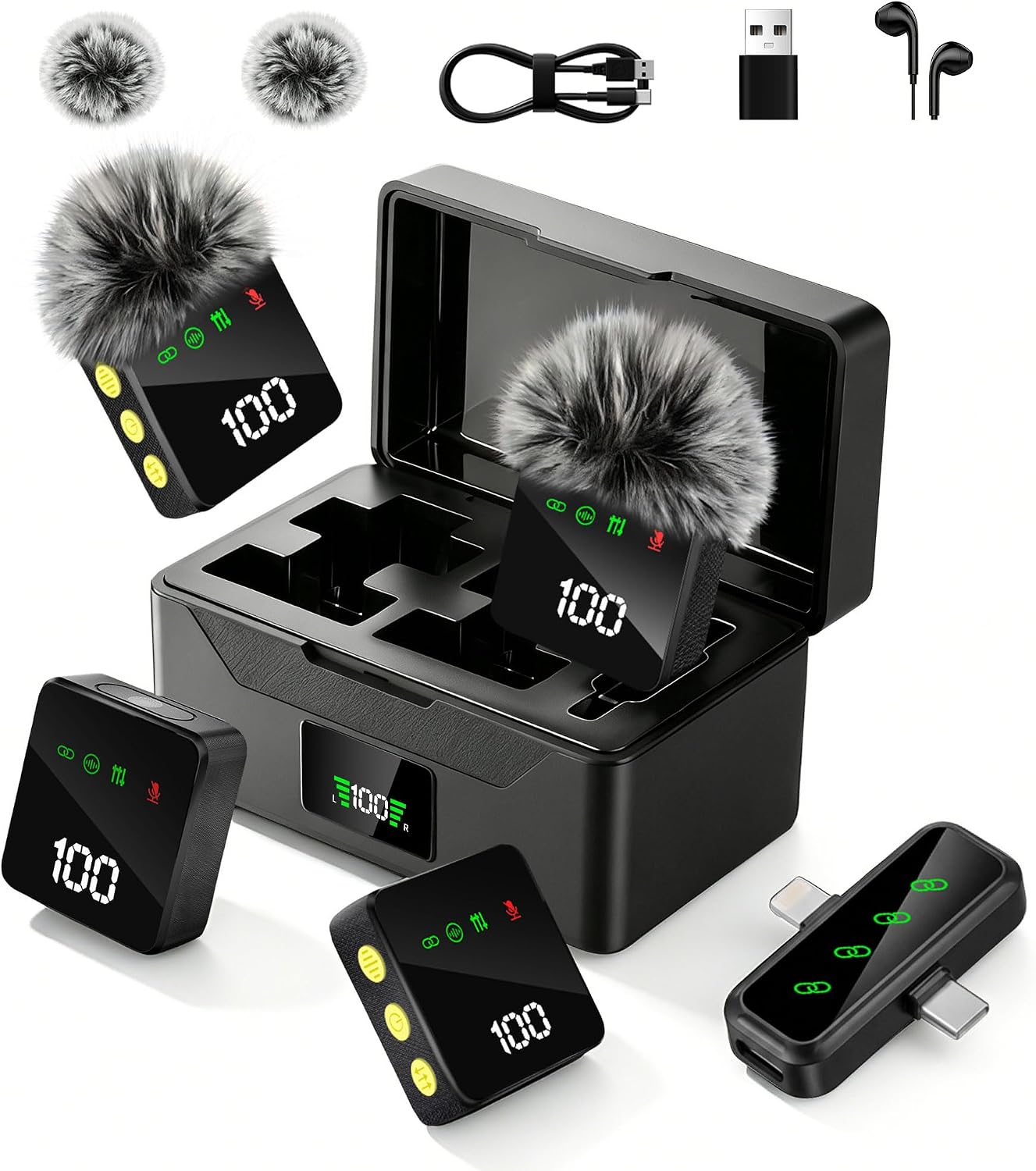 Ominoral Paquete de 4 mini micrófonos Lavalier para iPhone, iPad An...